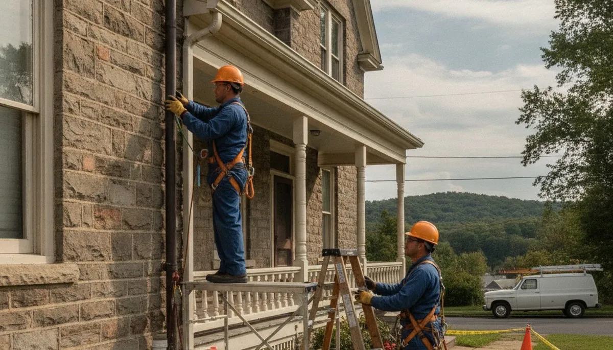 Plumber repairing plumbing in Easton, PA for a local plumbing repair service