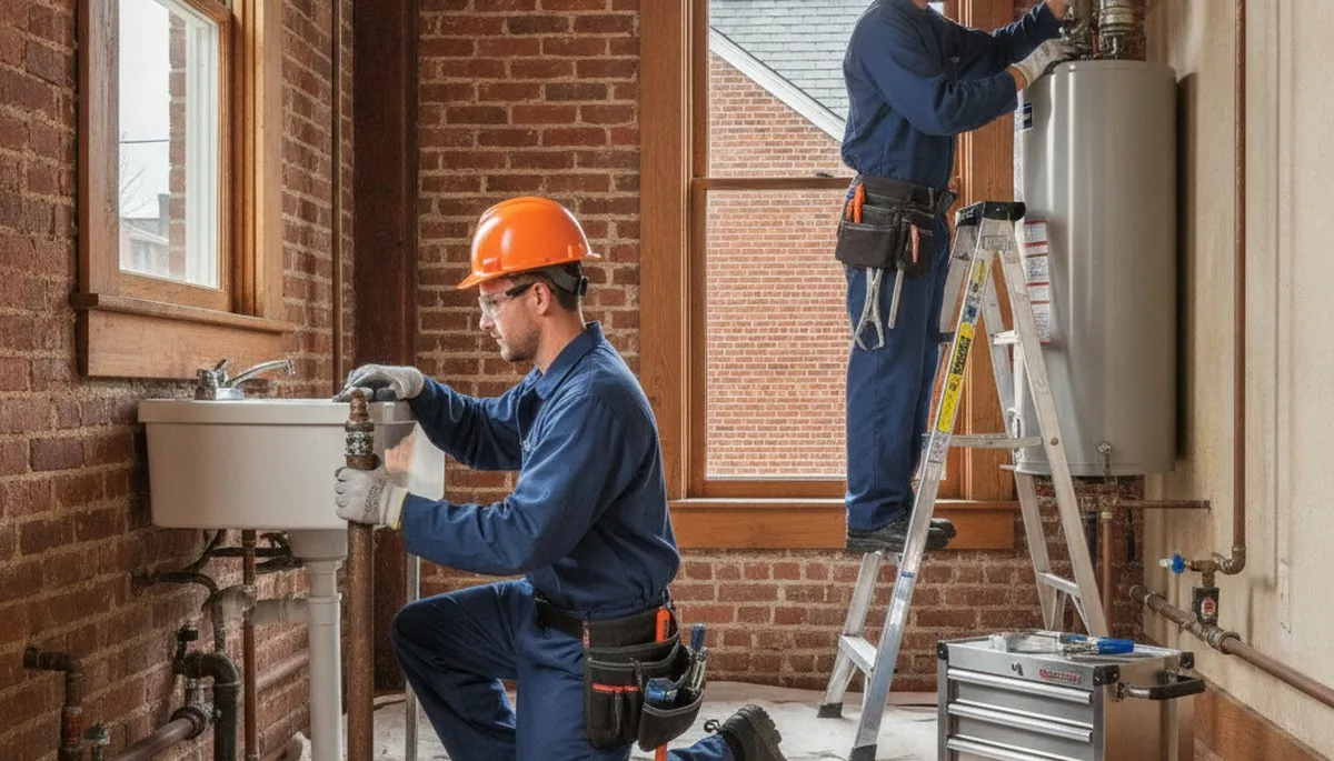 Plumber repairing a pipe in Easton, PA for plumbing repair service