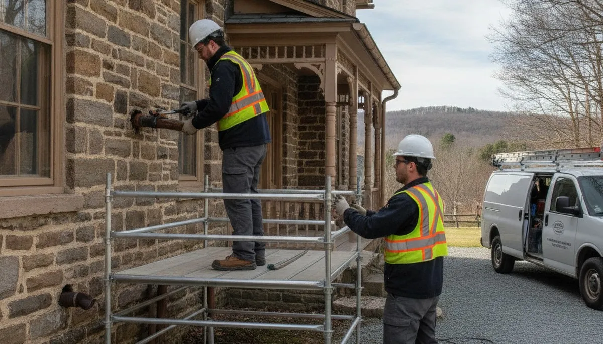 Plumber repairing pipes in Easton, PA for residential plumbing service